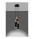 Pablo Cluster Pendant Ceiling Light Black Natural Wood 3x GU10-3
