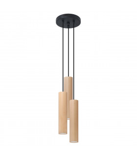Lino Cluster Pendant Ceiling Light Natural Wood 3x GU10-1