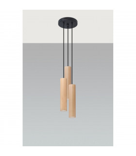 Lino Cluster Pendant Ceiling Light Natural Wood 3x GU10-2