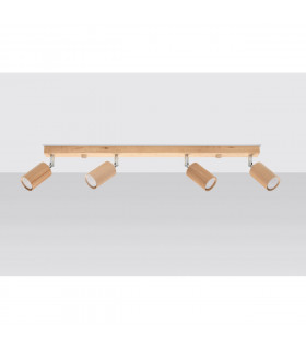 Berg Ceiling 4 Spotlight Bar Natural Wood 80cm-2