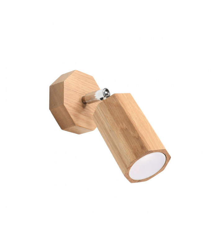 Zeke Oak Octagon Single Spotlight Wood 1x GU10-1