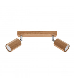 Zeke Oak Octagon Twin Ceiling Spotlight Wood 2x GU10-1