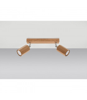 Zeke Oak Octagon Twin Ceiling Spotlight Wood 2x GU10-2
