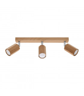 Zeke Oak Octagon Ceiling Spotlight Bar Wood 3x GU10-1