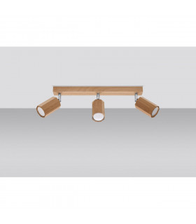 Zeke Oak Octagon Ceiling Spotlight Bar Wood 3x GU10-2