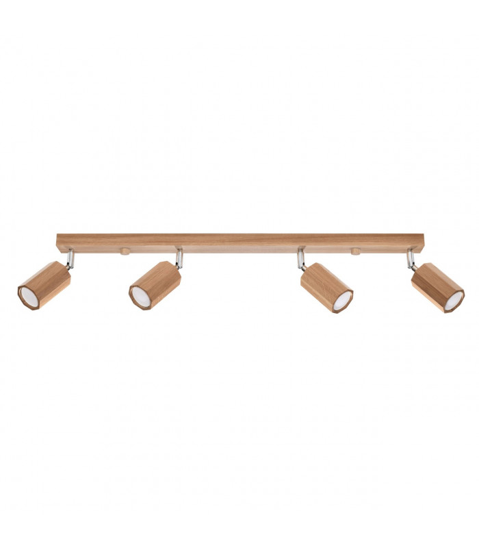 Zeke Oak Octagon Ceiling Spotlight Bar Wood 4x GU10-1