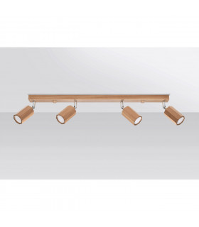 Zeke Oak Octagon Ceiling Spotlight Bar Wood 4x GU10-2