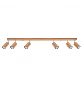 Zeke Oak Octagon Ceiling Spotlight Bar Wood 6x GU10-1