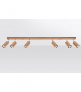 Zeke Oak Octagon Ceiling Spotlight Bar Wood 6x GU10-2