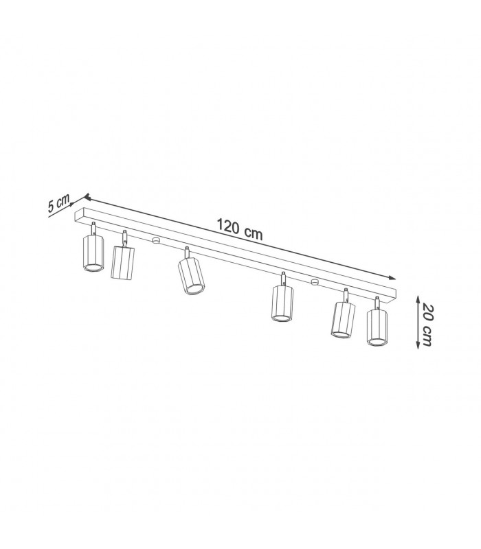 Zeke Oak Octagon Ceiling Spotlight Bar Wood 6x GU10-4