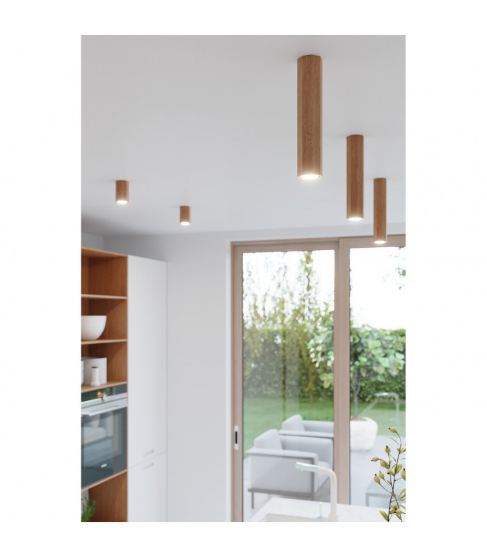 Zeke Oak Octagon Ceiling Spotlight Bar Wood 6x GU10-8