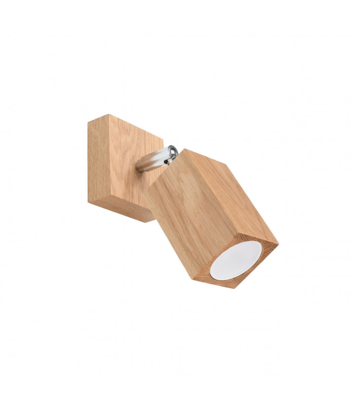 Keke Oak Square Single Spotlight Wood 1x GU10-1