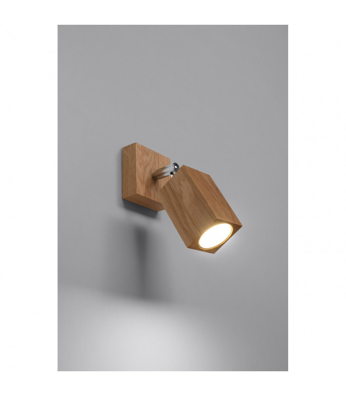 Keke Oak Square Single Spotlight Wood 1x GU10-3