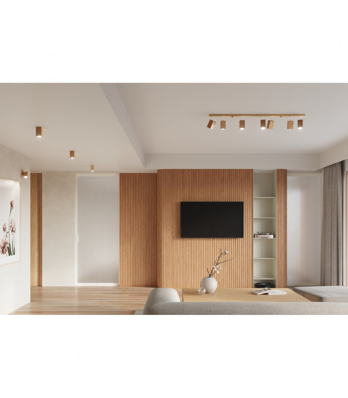 Keke Oak Square Single Spotlight Wood 1x GU10-5