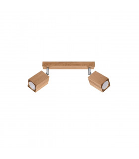 Keke Oak Square Twin Ceiling Spotlight Wood 2x GU10-1
