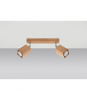 Keke Oak Square Twin Ceiling Spotlight Wood 2x GU10-2