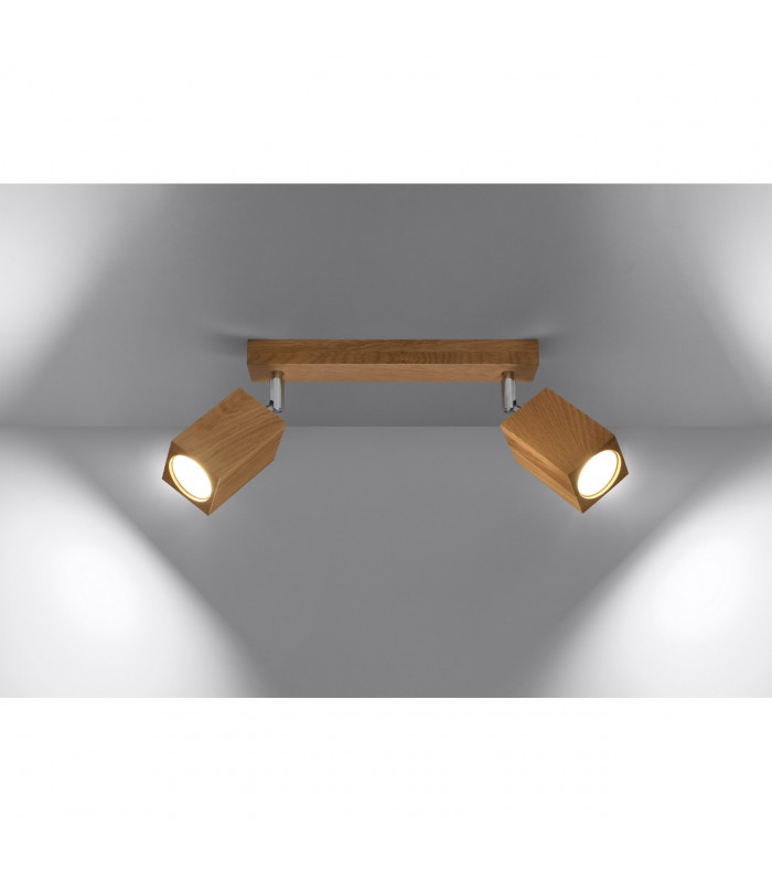 Keke Oak Square Twin Ceiling Spotlight Wood 2x GU10-3