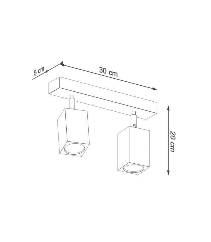 Keke Oak Square Twin Ceiling Spotlight Wood 2x GU10-4