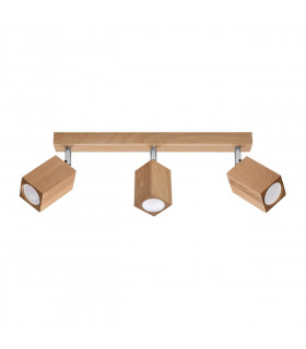 Keke Oak Square Ceiling Spotlight Bar Wood 3x GU10-1