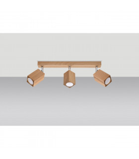 Keke Oak Square Ceiling Spotlight Bar Wood 3x GU10-2