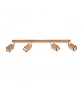 Keke Oak Square Ceiling Spotlight Bar Wood 4x GU10-1