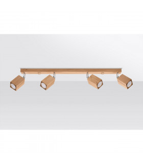 Keke Oak Square Ceiling Spotlight Bar Wood 4x GU10-2