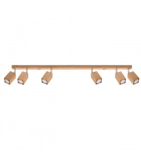 Keke Oak Square Ceiling Spotlight Bar Wood 6x GU10-1