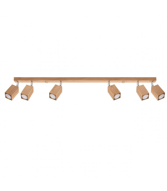 Keke Oak Square Ceiling Spotlight Bar Wood 6x GU10-1