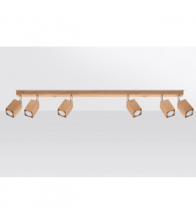 Keke Oak Square Ceiling Spotlight Bar Wood 6x GU10-2