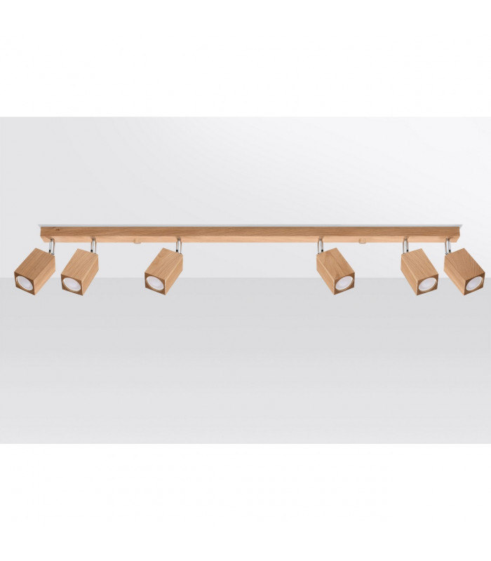 Keke Oak Square Ceiling Spotlight Bar Wood 6x GU10-2