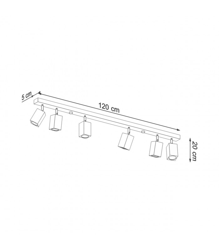 Keke Oak Square Ceiling Spotlight Bar Wood 6x GU10-4