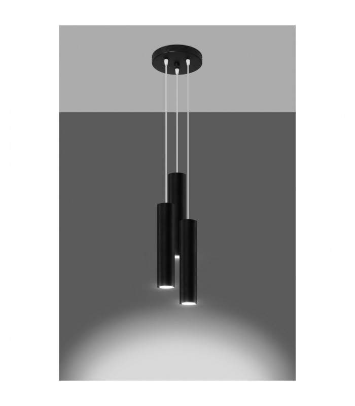 Lagos Cluster Pendant Ceiling Light Black 3x GU10-3