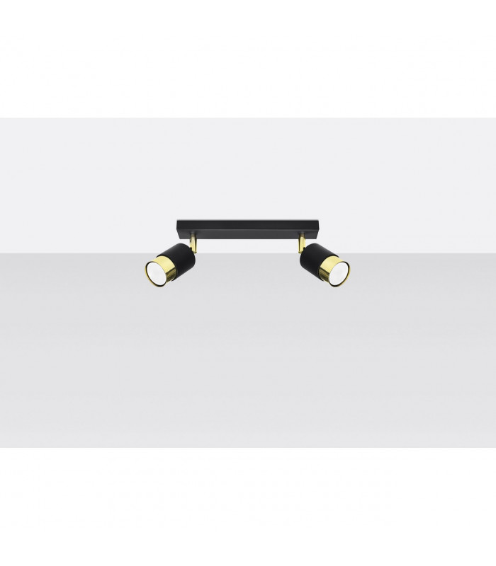 Nero Twin Ceiling Spotlight Black/Golden 2x GU10-2