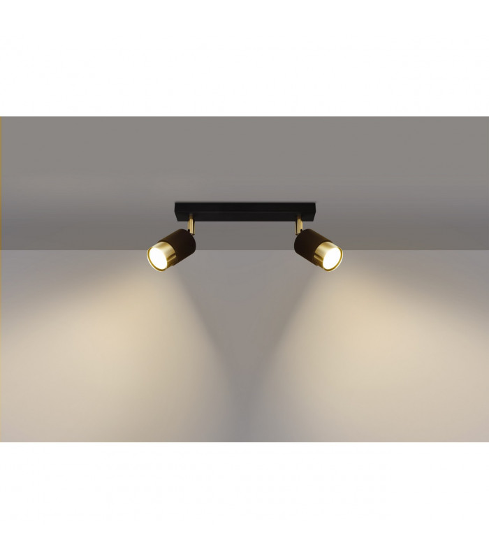 Nero Twin Ceiling Spotlight Black/Golden 2x GU10-3