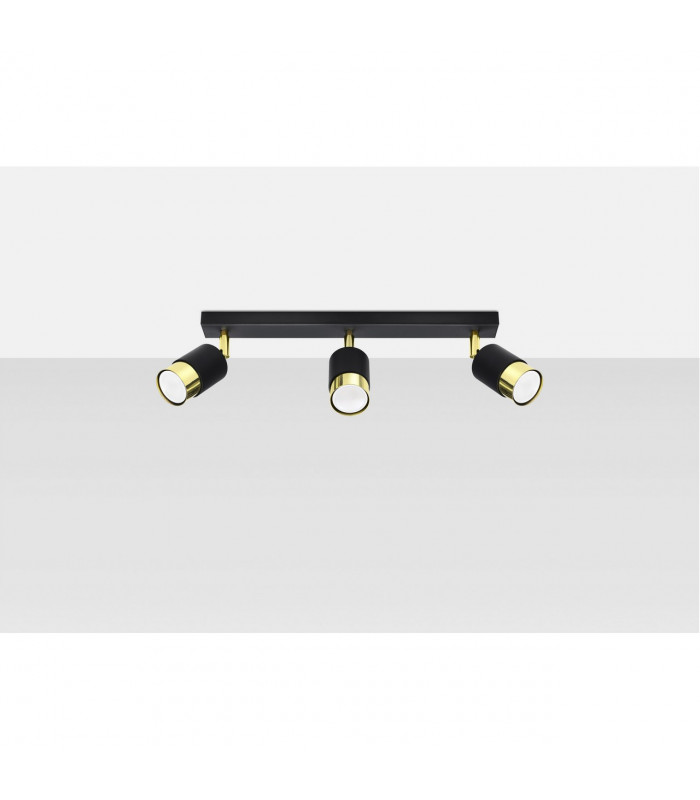 Nero Ceiling Spotlight Bar Black/Golden 3x GU10-2