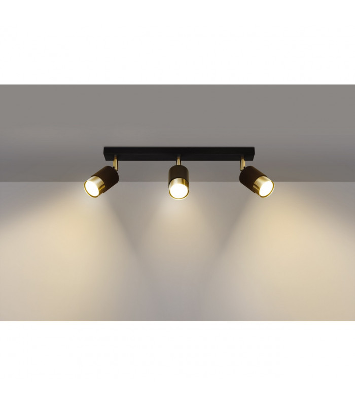 Nero Ceiling Spotlight Bar Black/Golden 3x GU10-3