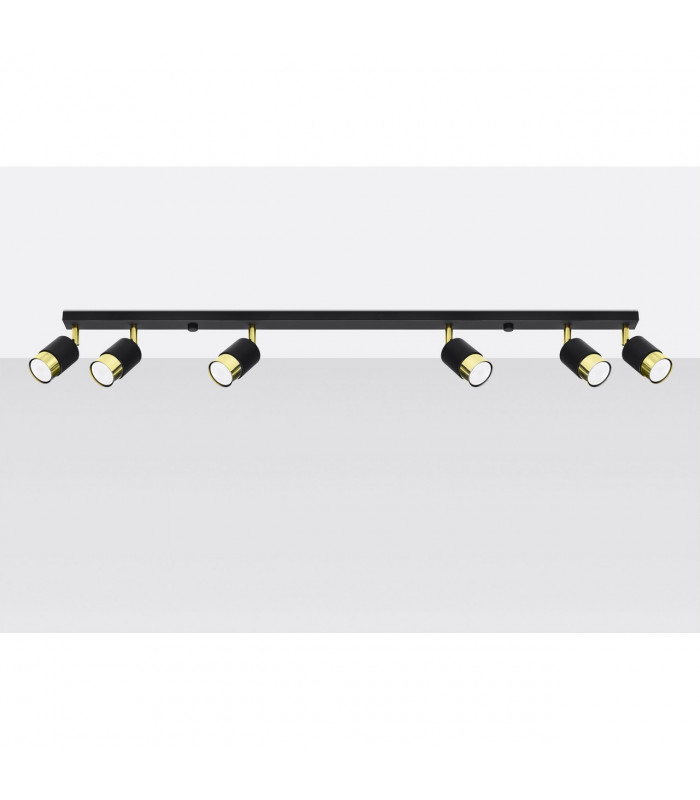 Nero Ceiling Spotlight Bar Black/Golden 6x GU10-2