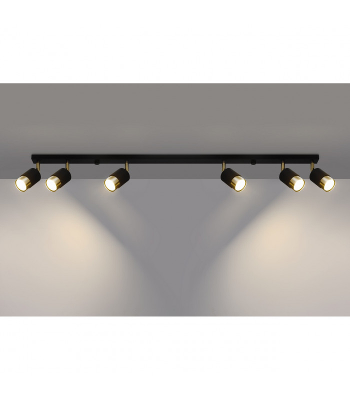 Nero Ceiling Spotlight Bar Black/Golden 6x GU10-3