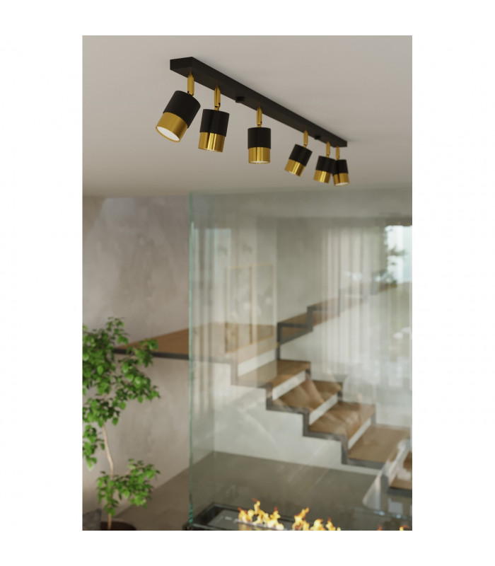 Nero Ceiling Spotlight Bar Black/Golden 6x GU10-7