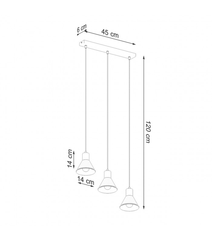 Taleja Bar Pendant Ceiling Light White 3x E27-4