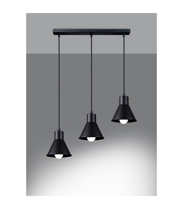 Taleja Bar Pendant Ceiling Light Black 3x E27-3