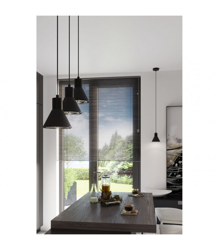Taleja Dome Pendant Ceiling Light Black 1x ES111-7