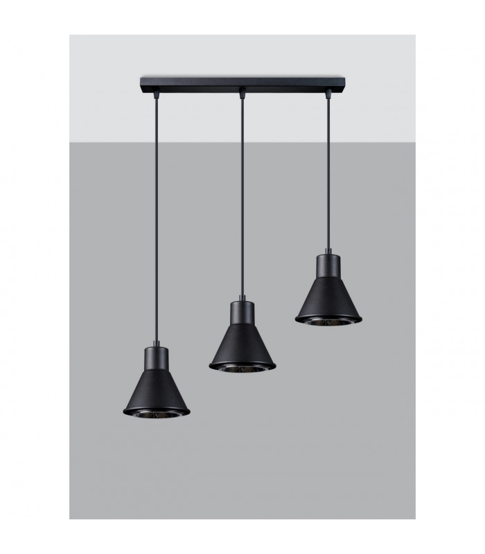 Taleja Bar Pendant Ceiling Light Black 3x ES111-2