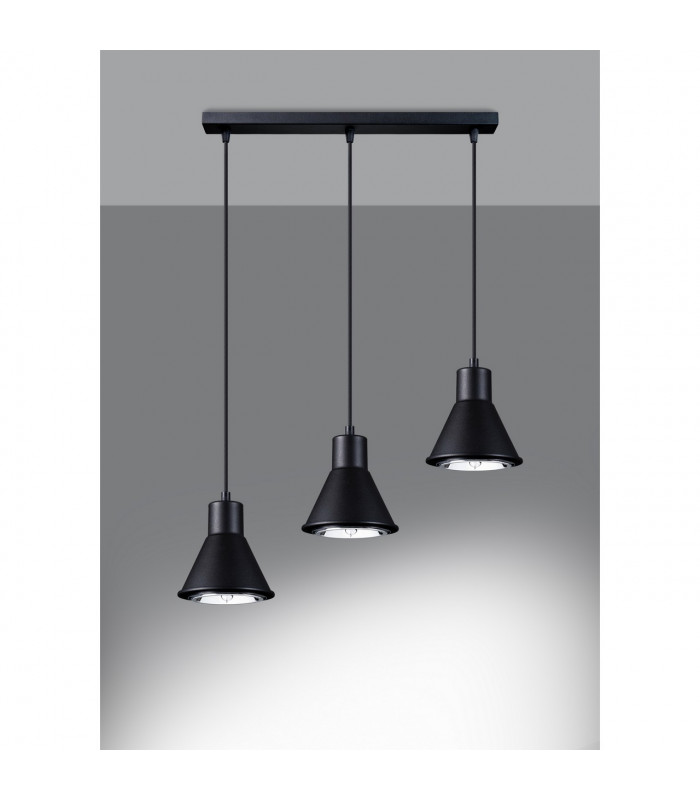 Taleja Bar Pendant Ceiling Light Black 3x ES111-3