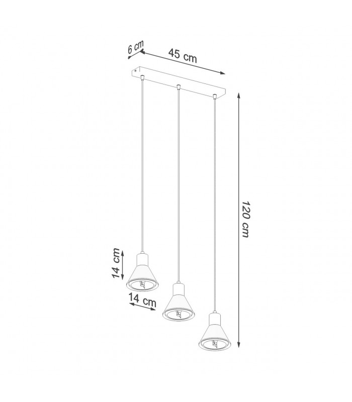 Taleja Bar Pendant Ceiling Light Black 3x ES111-4
