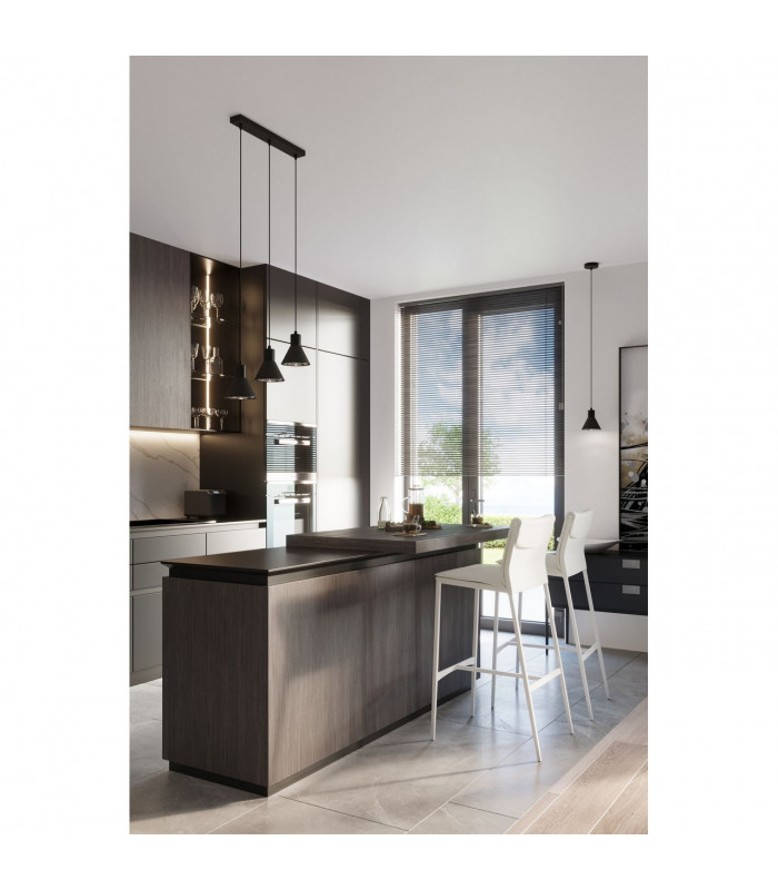 Taleja Bar Pendant Ceiling Light Black 3x ES111-6