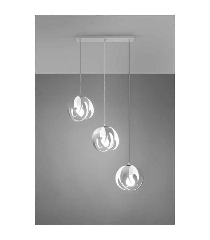 Tulos Bar Pendant Ceiling Light White 3x E27-3