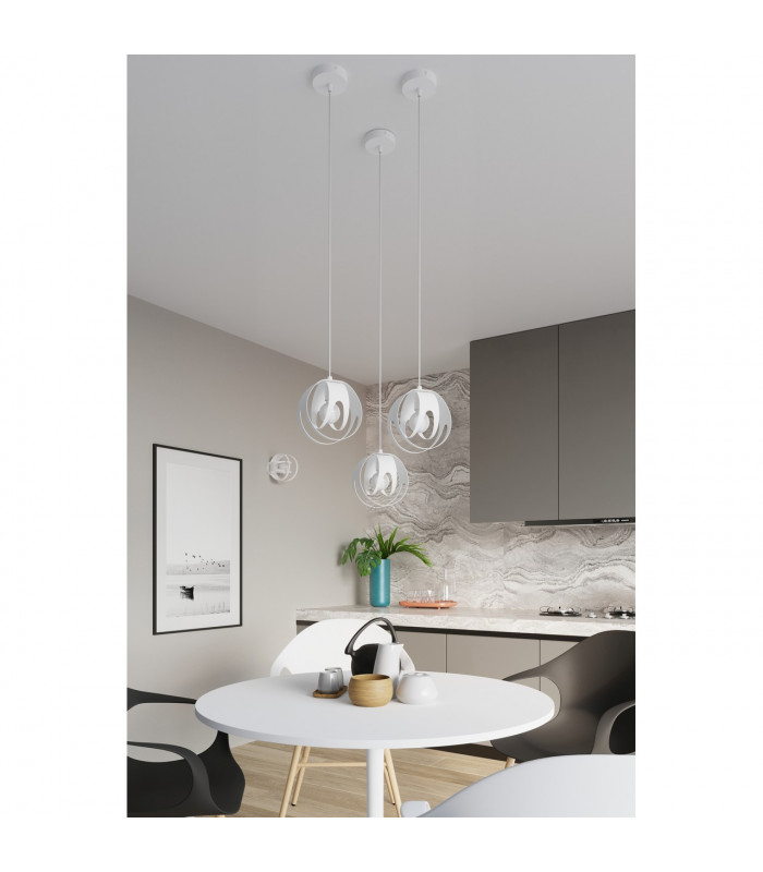 Tulos Bar Pendant Ceiling Light White 3x E27-5