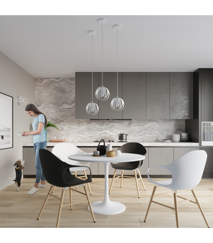 Tulos Bar Pendant Ceiling Light White 3x E27-6