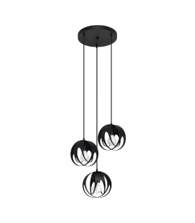 Tulos Cluster Pendant Ceiling Light Black 3x E27-1